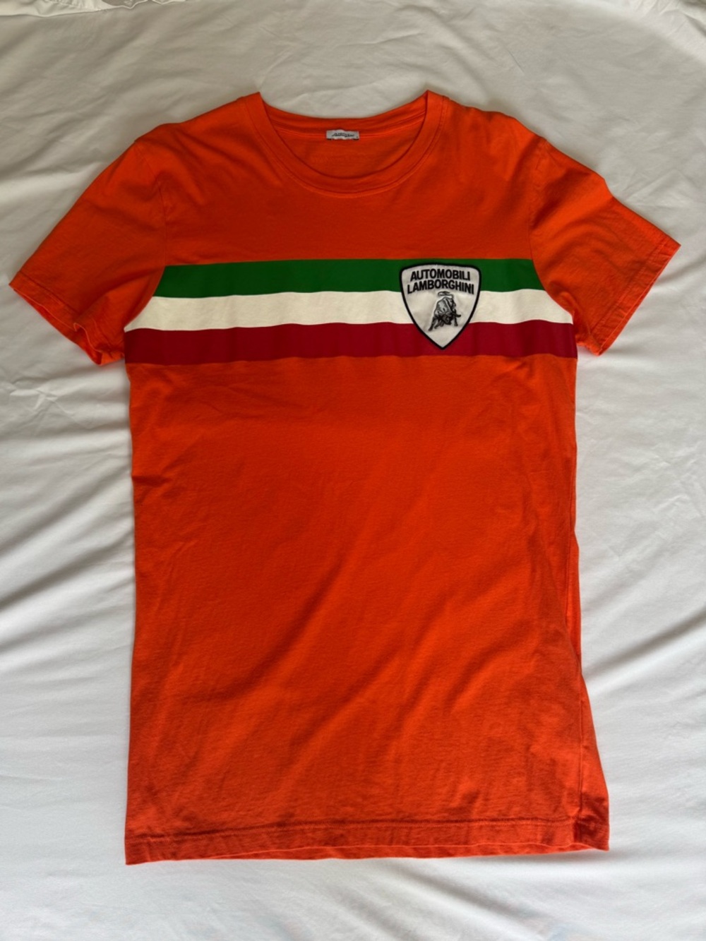 Automobili Lamborghini Orange Stripe Logo Tee